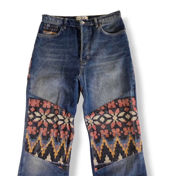 We The Free Free People Rocky Mountain Straight Leg Jeans Western Patchwork 27 - Picture 9 of 16